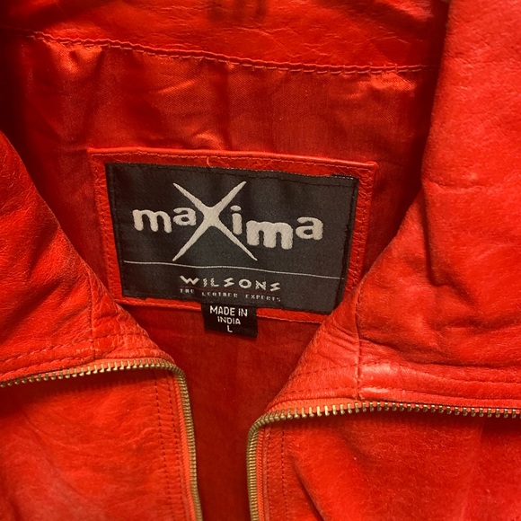 Vintage Maxima Wilson Women’s 100% Cherry Red Leather Retro Jacket - Picture 11 of 13